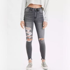 American Eagle Super High Rise Jeggings Dark Wash Size 0 Skinny Stretch